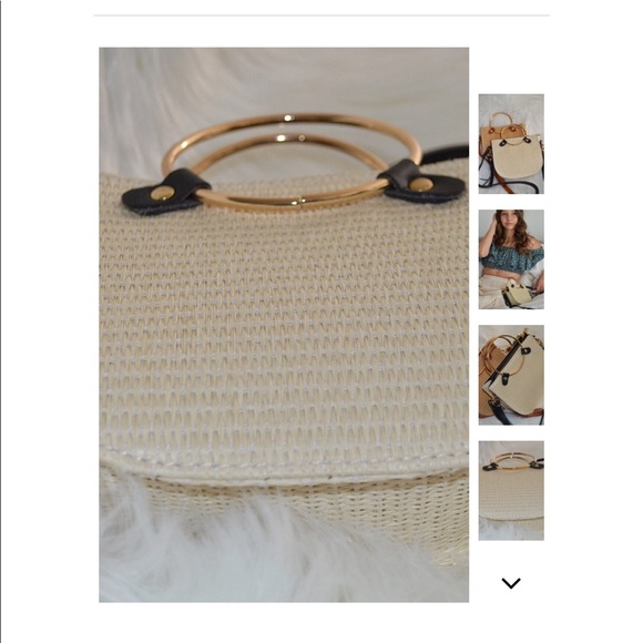 1 left! Straw Crossbody with Metal Handle Accent - Picture 4 of 5